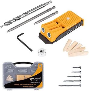 MulWark Mini Wood Pocket Hole Jig Kit - Two Pocket Screw Jig Kit with Drill Guide, Square Driver Bit, Hex Wrench, Step Drill Bit, Wooden Plugs and Screws - Mini Pocket Jig Hole Kit for Joinery Work