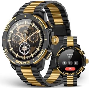 SOUYIE SW-7 Lux Smart Watch for Men, High-Gloss Ceramic Bezel & Two-Tone Steel, 1.43" AMOLED Display, AI GPT Voice Assistant, Bluetooth Calls, Health Monitor, 100+ Sports Modes, Compatible iOS Android