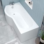 Abacus 1700 x 850mm Left Hand P-Shaped Shower Bath Bathtub with Acrylic Front & End Panel