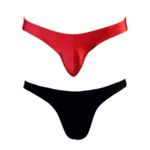 BRUCHI CLUB Mens and Boys Thong Strechable Cotton Underwear Unique Flexible Black and Red Small Size Pack of 2