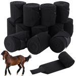 Hosuly 12 Pack Horse Bandages Soft Fleece Horse Leg Wraps, 9.2 ft Long Wrap for Helping Prevent Horse from Tendon Damage and Keep Horses Clean and Safe(Black)