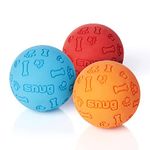 Snug Rubber Dog Balls for Small and Medium Dogs of all Breeds - Tennis Ball Size - Virtually Indestructible (3 Pack - Classic)