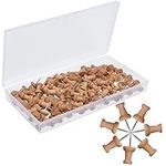 Taicanon 100Pcs Wooden Push Pins, Map Tacks Marking Pins Nautral Wood Thumb Tacks with Steel Point for Cork Bulletin Board Craft Projects