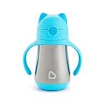 Munchkin® Cool Cat™ Toddler Sippy Cup with Straw Cup, 8 Ounce, Stainless Steel, Blue