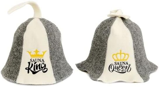 SAUNA GURU Sauna King + Queen Hat - 100% Organic Wool Felt Hats for Russian Banya - Protect Your Head from Heat - English Sauna eBook Guide Included - with Embroidery