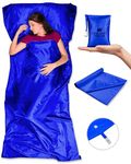 The Friendly Swede Sleeping Bag Liner - Travel and Camping Sheet, Pocket-Size, Ultra Lightweight, Silky Smooth (Cobalt with Velcro)