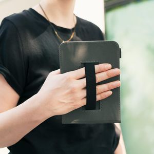 kwmobile Kobo Aura Edition 2 Case – Stand Cover with Strap, Magnolias Taupe/White/Dark Grey