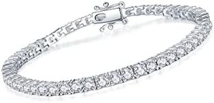 IMOLOVE Moissanite Tennis Bracelet for Women Sterling Silver Wedding Bracelets for Brides Stacking Dainty Bracelets with 18K White Gold Plated-16