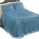 Collections Etc Elegant Tranquil Chenille Fringe Bedspread