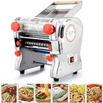 750W 110V Stainless Steel Commercial Home Automatic With Safety Cover Electric Noodle Making Pasta Maker Dough Roller Noodle Cutting Machine For Fine Wide Round Noodles