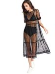 Floerns Women's Sheer Mesh Dress Beach Swimwear See Through Cover Ups, A Black, Small