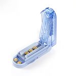 Multiple Pill Splitter, Adjustable Pill Cutter, Stainless Steel Cutting Blade & Blade Guard, with Accurate Pill Alignment, for Cutting Small Pills or Large Pills in Half (Blue)