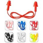 6 Pairs Corded Earplugs Silicone Earplugs for Sleeping Waterproof Ear Plugs with String Reusable Earplugs for Noise Cancelling Snoring Swimming Shooting Study