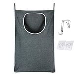 KINGSUSLAY Hanging Laundry Hamper, Hanging Hamper with Free Hanging Hooks, Space Saving Hanging Laundry Hamper Bag and Bathroom Over The Door Hamper (89 x 56CM, Heather Grey)