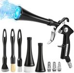 Car Detailing Air Cleaning Gun - High Pressure Dry Blower Cleaner with 2 Nozzles 3 Brushes 3 Connectors, Ergonomic Air Duster Tool for Auto Interior Cleaning, Works with Air Compressor