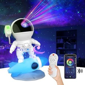 Astronaut Star Projector Night Light, Galaxy Projector with 15 White Noise Sound for Kids with Bluetooth Music Speaker, Starry Nebula Ceiling Projection Lamp, Christmas Room Decor Gift for Adults