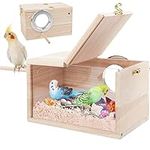 RANYPET Budgie Nesting Box Transparent Design, Bird Nest Breeding Box with Perch Wood Bird Cage House for Lovebirds Budgies Finch