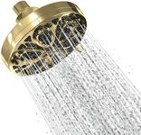 SparkPod Rain Showerhead with 8 Spray Settings - High Pressure Shower Head with Flow Restrictor - 5" High Flow Luxury Shower Heads with Anti-Clog Silicone Nozzles - 1 Minute Installation (Gold)