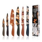 6 PCS Colorful Kitchen Knife Set in Gift Box, Multi Color Coded Knife Set, Cute Pioneer Woman Chef Knife Set, Small Stainless Steel Sharp Cooking Cutting Knives Set Without Block for Kitchen