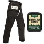 FORESTER Chainsaw Chaps for Men & Women | Apron-Style Chaps with Pocket & Adjustable Waist | Chainsaw Safety Equipment, Black, 37in Overall Length