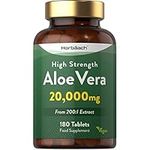 Aloe Vera Tablets | High Strength 20,000mg | One-A-Day Formula | 180 Count | Suitable for Vegetarians & Vegans | by Horbaach