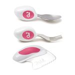 doddl 3-Piece Knife, Spoon and Fork Set - Learn to use Toddler Cutlery in Minutes, 1 Year Old & up, Baby-Led Weaning Supplies, Magenta