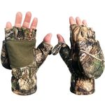 Favuit Camouflage Hunting Gloves Convertible Fingerless Mittens Pro Anti-Slip Windproof Camo Glove Archery Accessories for Hunting Camping Hiking Climbing Outdoors Gear