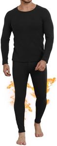 TRENDOUX Mens Long Johns Underwear, Warm Thick Thermals Top And Bottom Set With Polar Fleece Lined, Thermal Stretchy Soft Winter Base Layers, Cold Weather Inner Sports Underwear Black XL