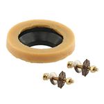 Universal Toilet Wax Ring with Bolts, Includes Black Rubber Funnel, Pack of 6