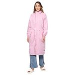 THE CLOWNFISH Polyester Raincoats For Women Rain Coat For Women Longcoat Raincoat For Ladies Waterproof Reversible Double Layer. Aquashield Series (Baby Pink, 2X-Large)