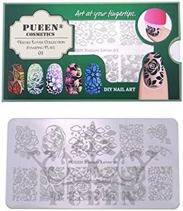 PUEEN Nail Art Stamping Plate - Nature Lover 01-125x65mm Unique Nailart Polish Stamping Manicure Image Plates Accessories Kit-BH000558