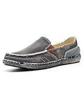 Sprifloral Mens Loafers Fashion Espadrilles Classic Canvas Shoes Outdoor Boat Shoes Comfy Slip-on Casual Driving Slippers for Men Grey