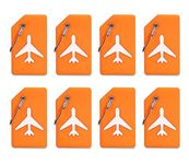 8 Pack Silicone Luggage Tags for Suitcases Baggage Bag with Name ID Card Privacy Protection, Quickly Spot Luggage (Orange)