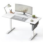 SONGMICS Electric Standing Desk, Height Adjustable Desk, 60 x 140 x (72-120) cm, Continuous Adjustment, Spliced Tabletop, 4 Memorable Heights, Classic White and Dove Grey LSD016W12