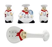 New Tuscany Plump Bistro Chef Ceramic 4pc Set, Napkin Holder, Salt, Pepper and Spoon Rest set, 88925/28 by ACK