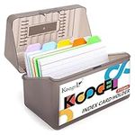 Koogel 3x5 Index Card Box, Index Card Organiser Case with 10 Plastic Dividers and 100 Ruled Index Cards Card File Box for Flash Cards Business Cards School Office