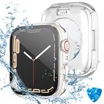 Tensea (2 in 1) for Waterproof Apple Watch Screen Protector Case Series 9 8 7 45mm Accessories, iWatch Protective PC Face Cover Built-in Tempered Glass Film, Front and Back Bumper for Women Men, 45 mm