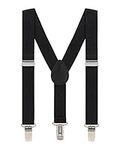 Grade Code M&L Kids Suspenders for Boys Girls 2-8 Years, 1 Inch Adjustable Elastic Y Back Clip Suspenders for Children, Black, 1 inch