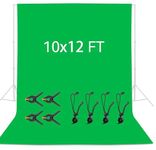 Green Screen Backdrop 3x3.6 M/10x12 FT, Vevelux 100% Polyester Photography Background with 4 Spring Clamps & 4 Anti-Wrinkle Backdrop Clips Foldable Green Screen for Studio Photo Video Shooting