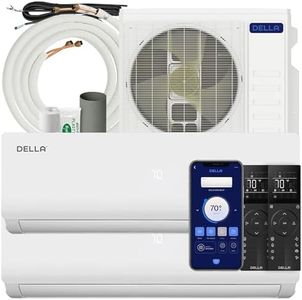 DELLA 27K BTU ODU 2 Dual Zone 18000 18000 BTU Wifi Mini Split Air Conditioner & Heat Pump Work with Alexa 19 SEER2 208-230V Cools Up to 2000Sq.Ft Multi Zone Ductless Pre-Charged,16ft Installation Kits