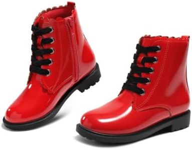 Coutgo Girls Combat Boots Lace Up Ankle Boots Side Zipper Dress Booties