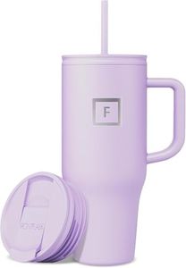 IRON °FLASK Co-Pilot 32 oz Insulated Tumbler w/Straw & Flip Cap Lids - Cup Holder Bottle for Hot, Cold Drink - Leak-Proof- Water, Coffee Portable Travel Mug - Mothers Day Gifts - Lavender