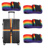 YCLFHOO 4Pcs Luggage Suitcase Straps Set,Adjustable Suitcase Belts Travel Packing Belt,Heavy Duty Luggage Straps for Baggage-Rainbow