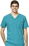 WonderWink Men's V-Neck Scrub Top, Teal Blue, X-Large