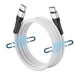 Magnetic Coiled Type C to Type C Cable, 65W / 3.1A Magnetic Coiled MagCable, Nylon Braided for Laptops & Smartphones, O-MagCable, PD Technology, QC 3.0 Fast Charging - 1meter , Type C - Type C , White