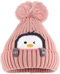 MASOCIO Toddler Hat Winter Girls Baby Kids Bobble Beanie Thermal Knitted Wooly 2 Warm Fleece 6 9 12 18 Months Caps Age 1-3 Years Pink