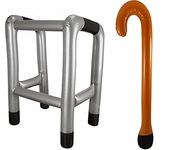 Inflatable Zimmer Frame and Walking Stick Blow Up Toy Novelty Gag Joke Dress Up