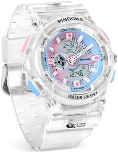 PINIDOUS Relojes para Mujeres Reloj Estudiantes Adolescentes Al Aire Libre a Prueba de Agua Relojes Deportivos Analógicos Digitales con Cronómetro Alarma Cuenta Atrás 7 Colores LED