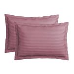 VAS COLLECTIONS Premium 210 TC 100% Pure Cotton Satin Stripes Pillow Cover Set of 2 Pcs, for Hotel Hospital Uses, 18x28 inches - Onion