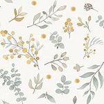 CiCiwind Peel and Stick Wallpaper Floral Wallpaper 39×300cm Green/Yellow/Beige Contact Paper Self Adhesive Vinyl Wallpaper Removable Stick on Wallpaper for Living Room Bedroom Wall Furniture Decor